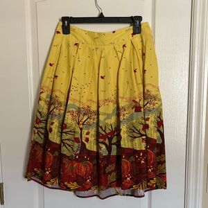 Autumn/Fall Forest Animals Pumpkins and Mushrooms Scene A-Line Skirt